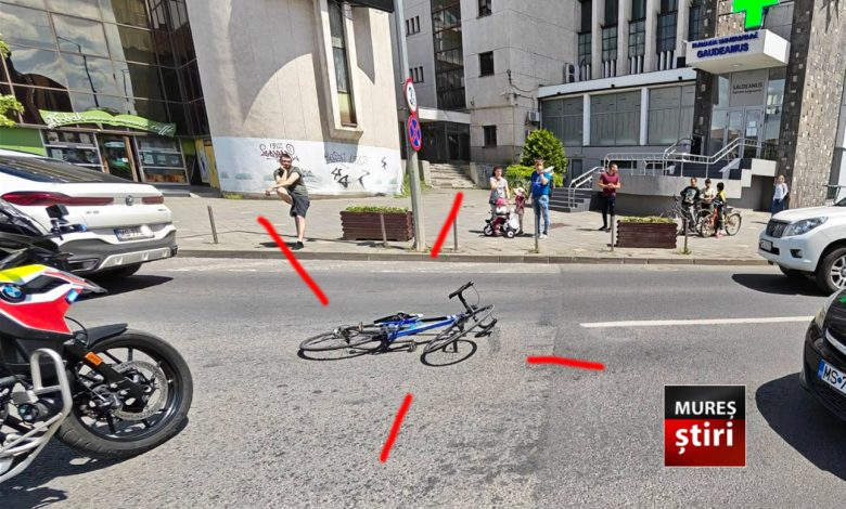 astazi:-biciclist-accidentat-in-centrul-municipiului-targu-mures,-ajuns-la-spital!