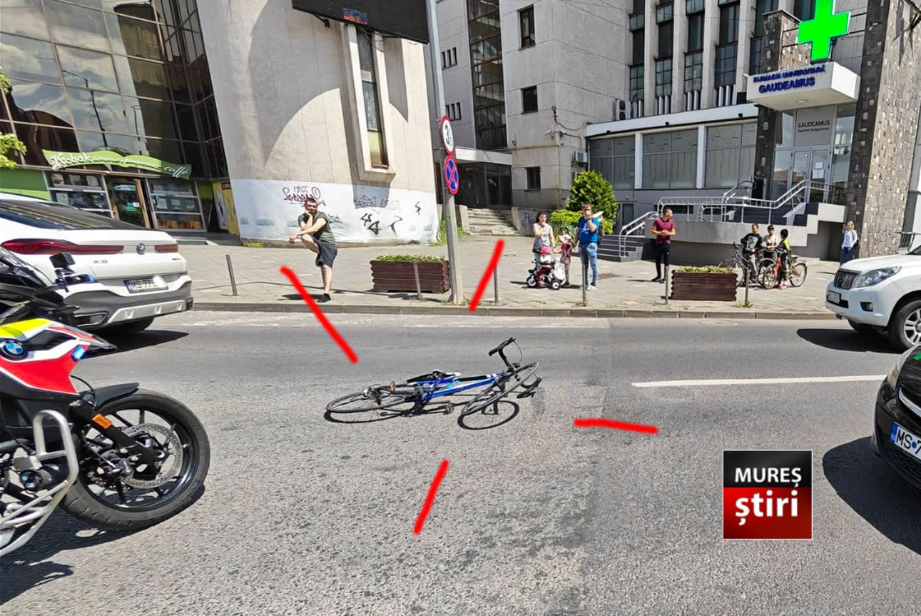 astazi:-biciclist-accidentat-in-centrul-municipiului-targu-mures,-ajuns-la-spital!