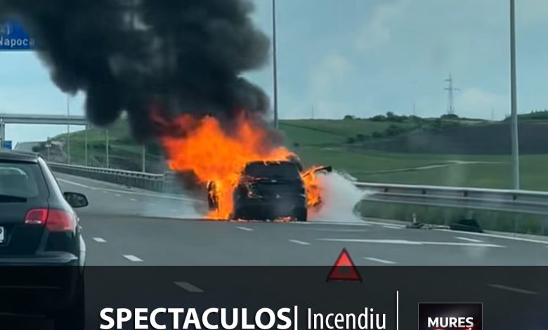 spectaculos-|-incendiu-violent-pe-autostrada-a3:-o-masina-a-fost-distrusa-complet-in-apropiere-de-tureni!