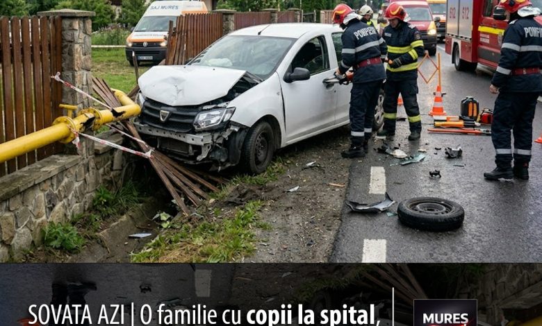 astazi-in-sovata-|-o-masina-a-intrat-intr-un-gard-si-a-avariat-o-conducta-de-gaz!-patru-persoane,-printre-care-doi-copii,-au-ajuns-la-spital