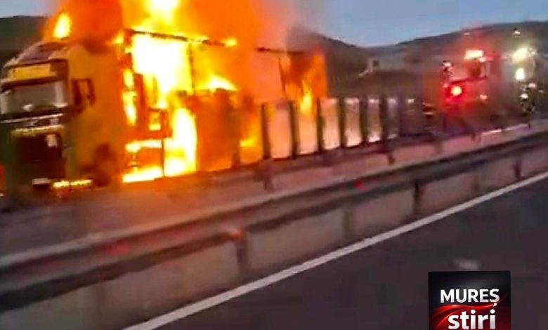 incendiu-pe-autostrada-a10:-un-tir-a-luat-foc!-remorca,-distrusa-in-totalitate-|-video