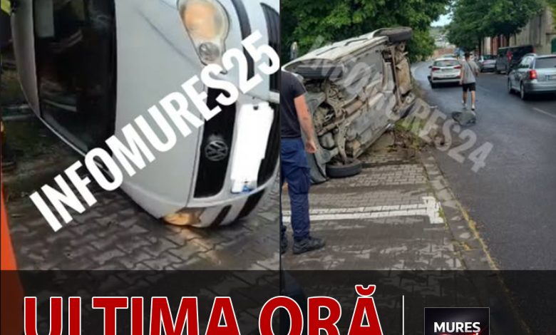 accident-targu-mures:-o-victima,-dupa-impactul-intre-2-masini!-una-s-a-rasturnat-pe-carosabil!
