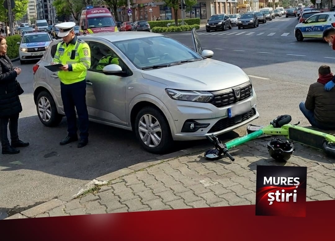 accident-in-targu-mures:-coliziune-intre-un-autoturism-si-o-trotineta-pe-strada-moldovei!
