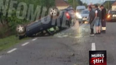 accident-rutier-grav-in-judetul-mures:-masina-rasturnata-la-intrarea-in-morareni!