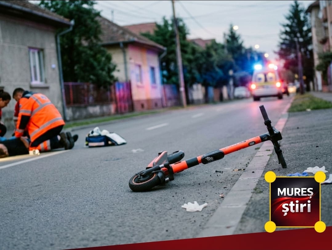 accident-grav-in-tarnaveni:-persoana-inconstienta-dupa-ce-a-cazut-de-pe-o-trotineta-electrica!