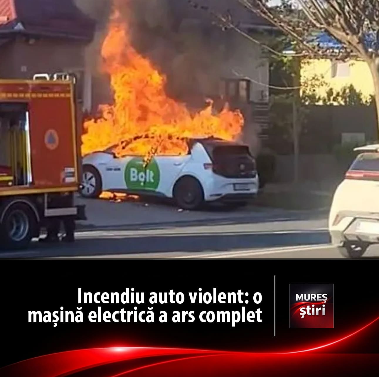 incendiu-auto-violent:-un-autoturism-electric-a-ars-complet-pe-o-strada-din-cluj!