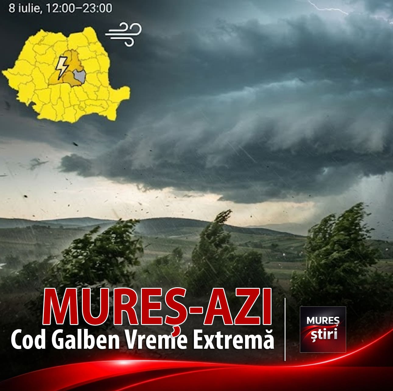 alerta-meteo:-cod-galben-de-instabilitate-atmosferica-accentuata-in-judetul-mures!