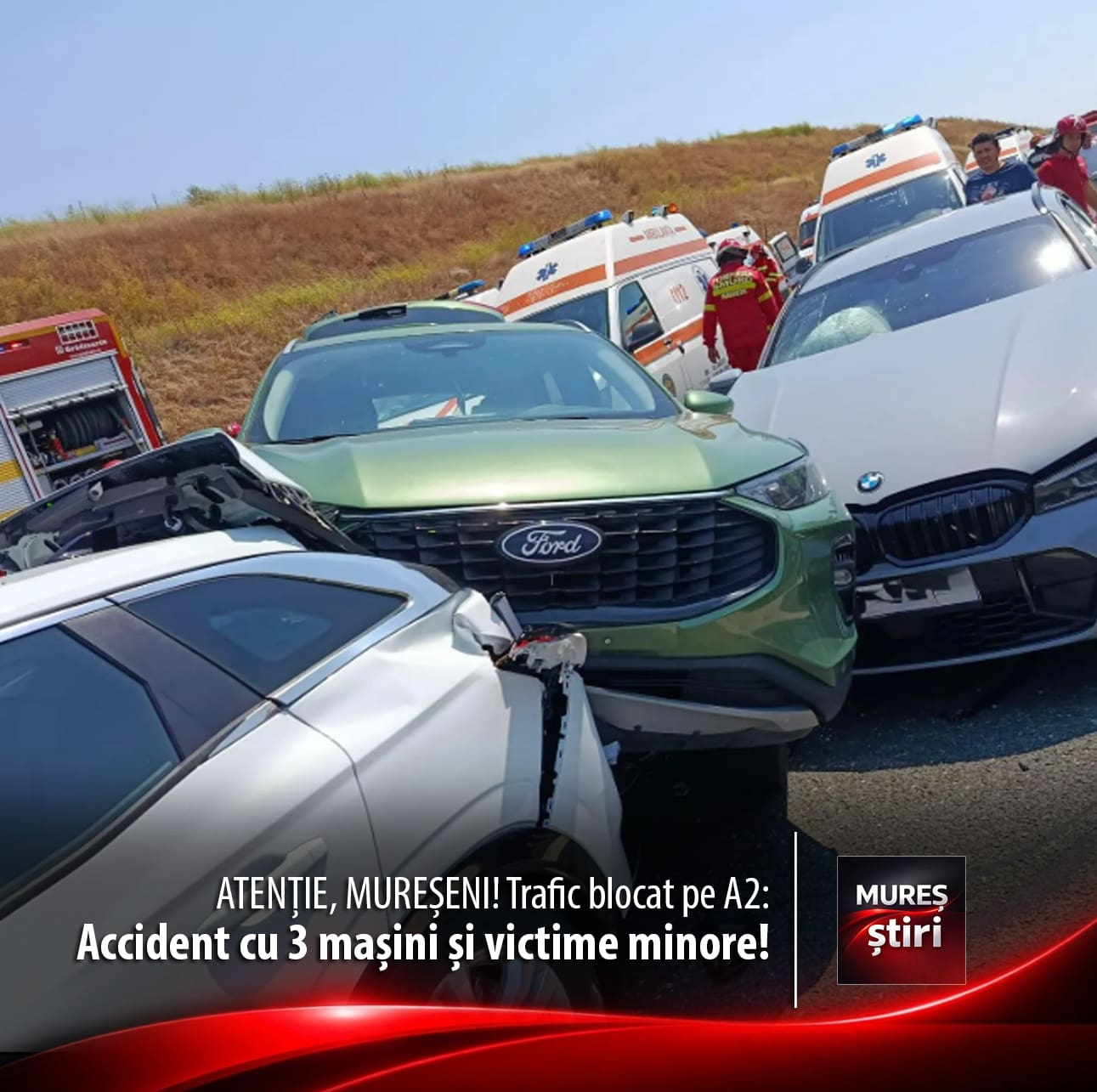 atentie,-mureseni!-trafic-blocat-pe-autostrada-soarelui:-accident-cu-3-masini-si-victime-minore!
