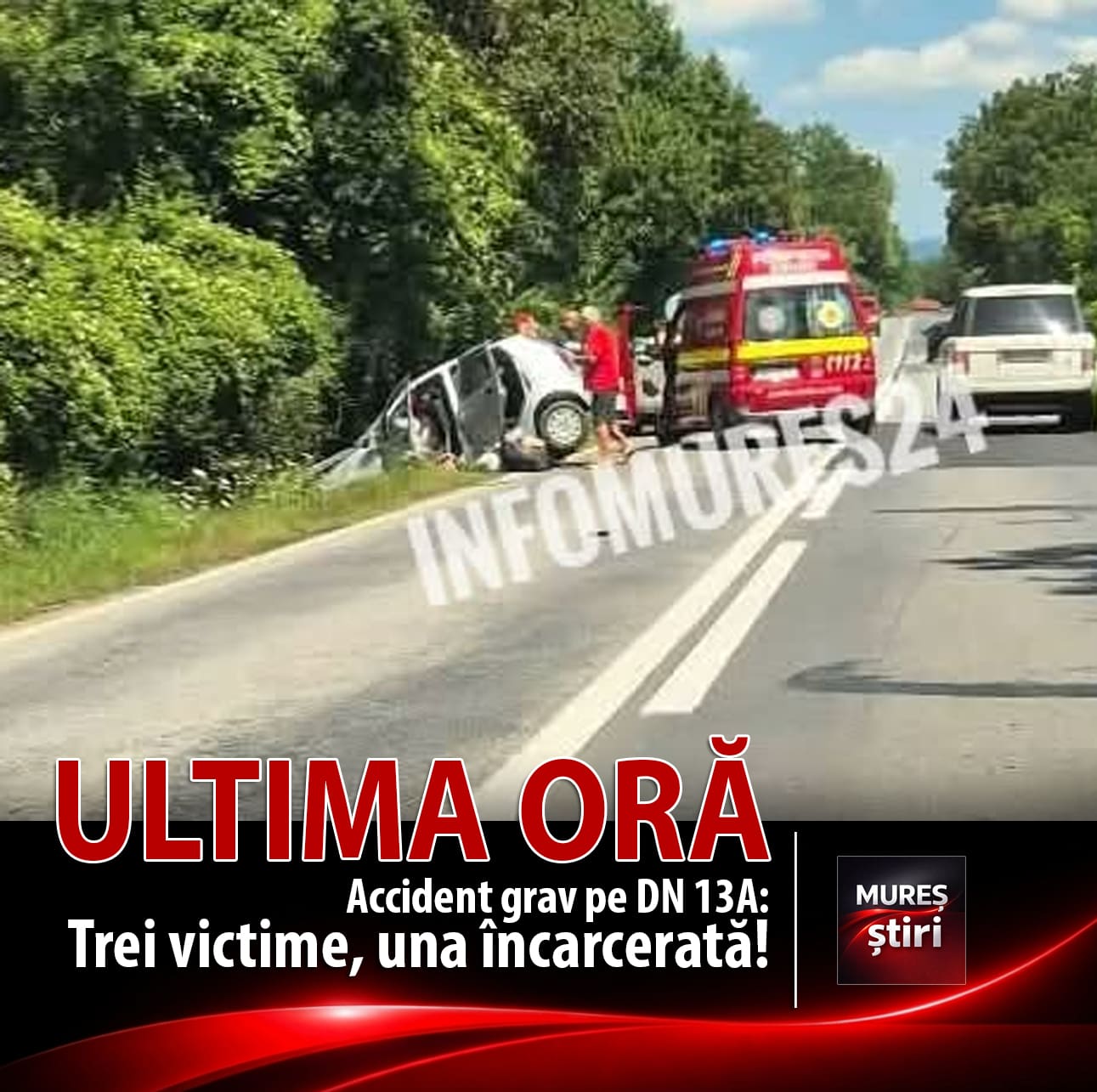 accident-grav-pe-dn-13a:-trei-victime,-dintre-care-una-incarcerata,-in-urma-unei-coliziuni-intre-doua-autoturisme!