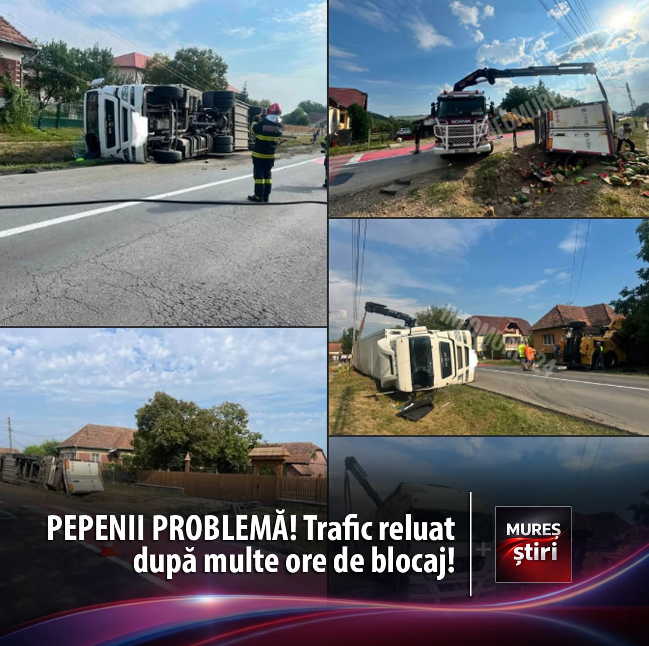 trafic-reluat-intre-ungheni-si-acatari-dupa-multe-ore-de-blocaj!-operatiune-dificila-in-urma-rasturnarii-unui-camion