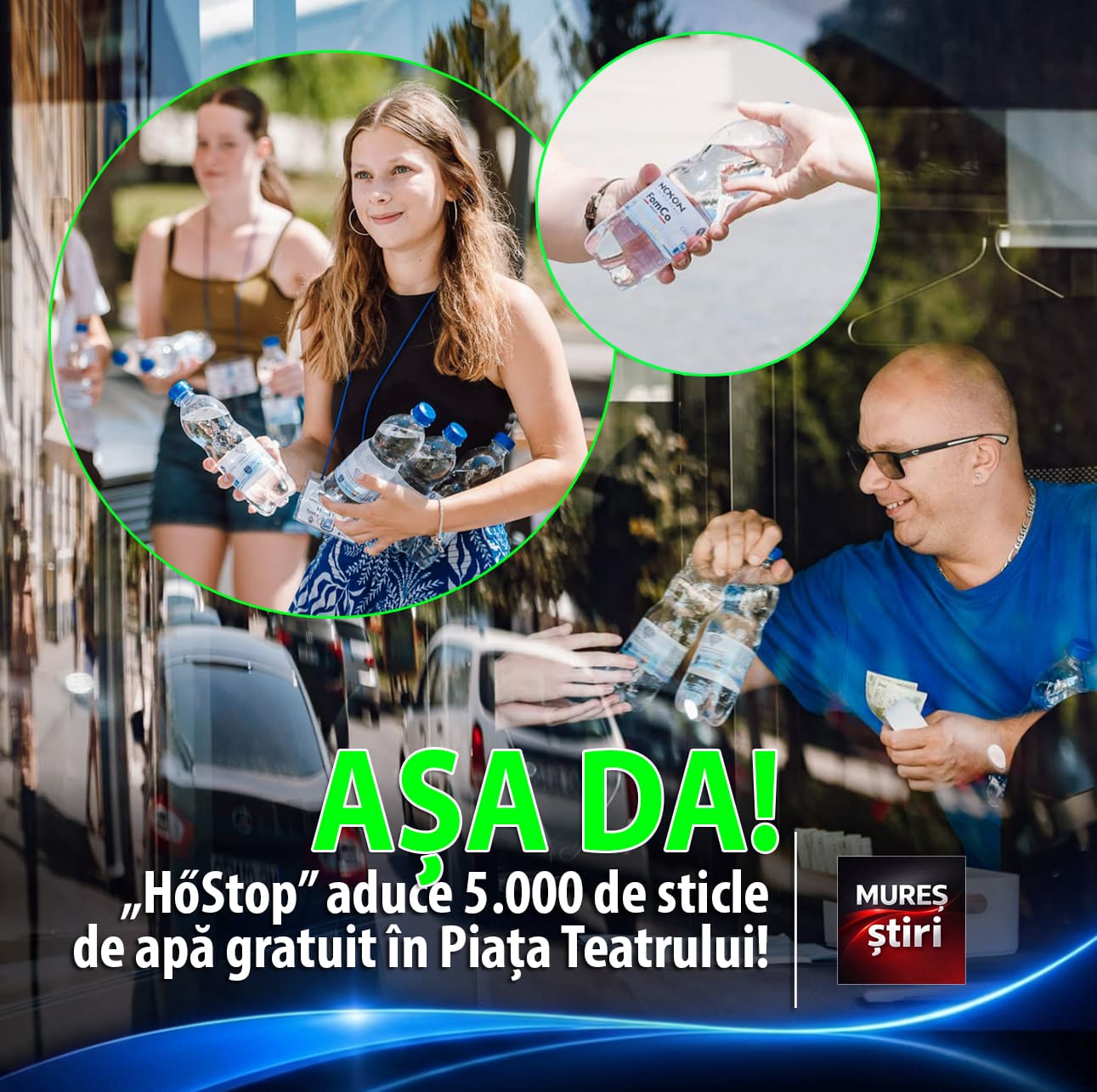 oaza-de-racoare-in-inima-targu-muresului:-a-doua-editie-a-campaniei-„hostop”-aduce-5.000-de-sticle-de-apa-gratuit-in-piata-teatrului!