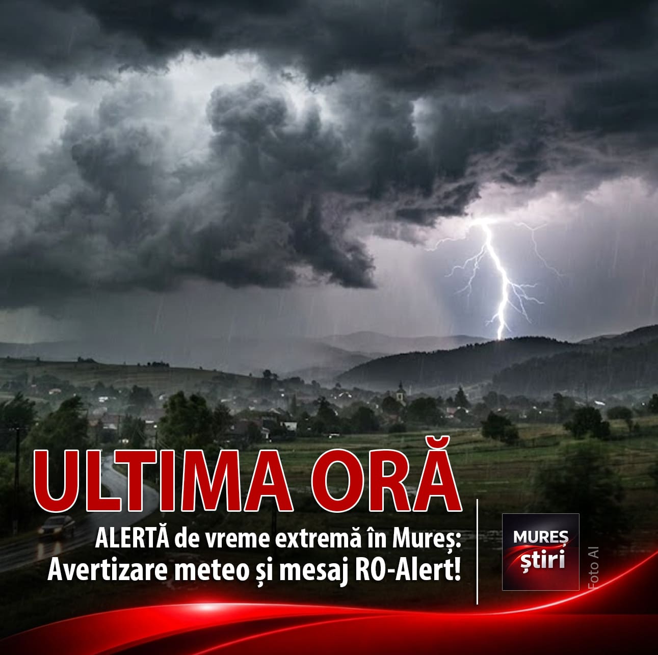 ALERTĂ de vreme extremă în Mureș: Avertizare meteo și mesaj RO-Alert emis pentru populație!