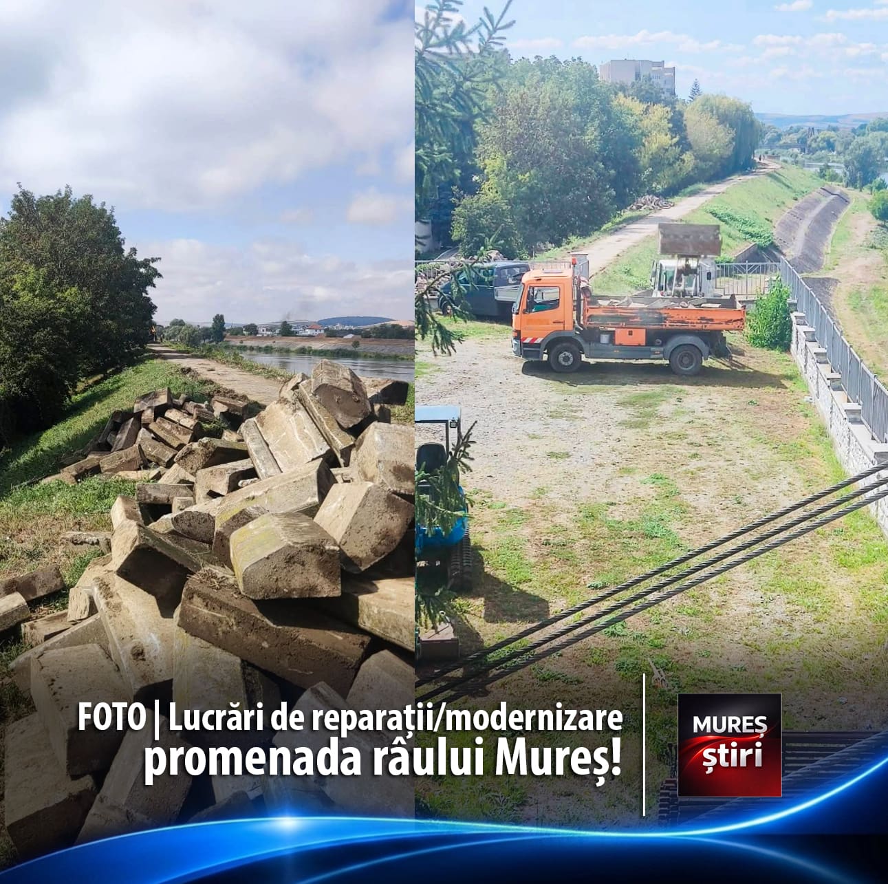 foto-|-lucrari-de-reparatii-si-modernizare-pe-malul-stang-al-raului-mures,-in-targu-mures!