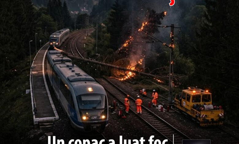 incident-neobisnuit:-un-copac-cazut-pe-calea-ferata-a-luat-foc-in-mures.-doua-trenuri-de-calatori,-oprite-temporar