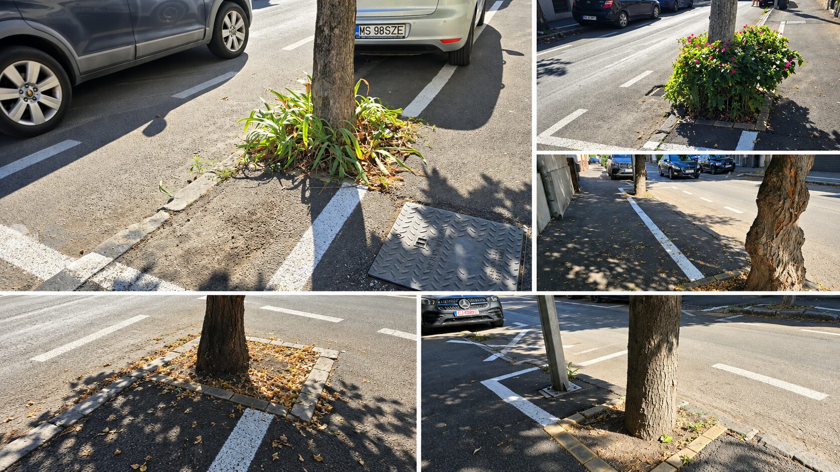 parcari-pentru-copaci?-marcaje-rutiere-„creative”-pe-strada-rodnei-din-targu-mures-(foto)