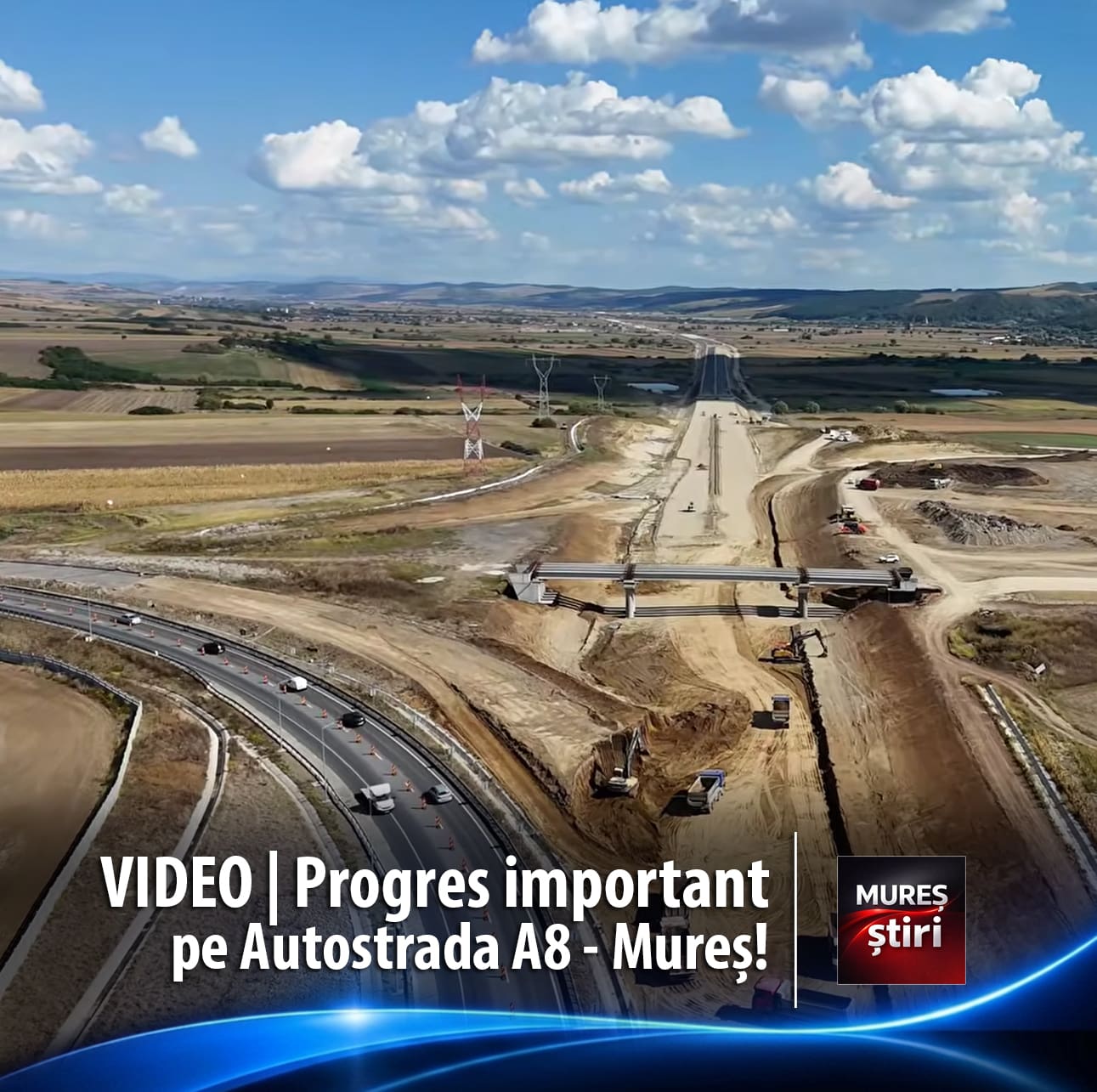 VIDEO | Progres important pe Autostrada A8: Lucrările pe lotul Târgu Mureș – Miercurea Nirajului avansează în ritm susținut!