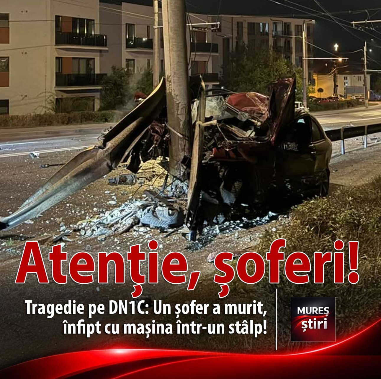 tragedie-pe-dn1c-–-cluj-napoca:-un-sofer-de-30-de-ani-a-murit-dupa-ce-a-intrat-cu-masina-intr-un-stalp!