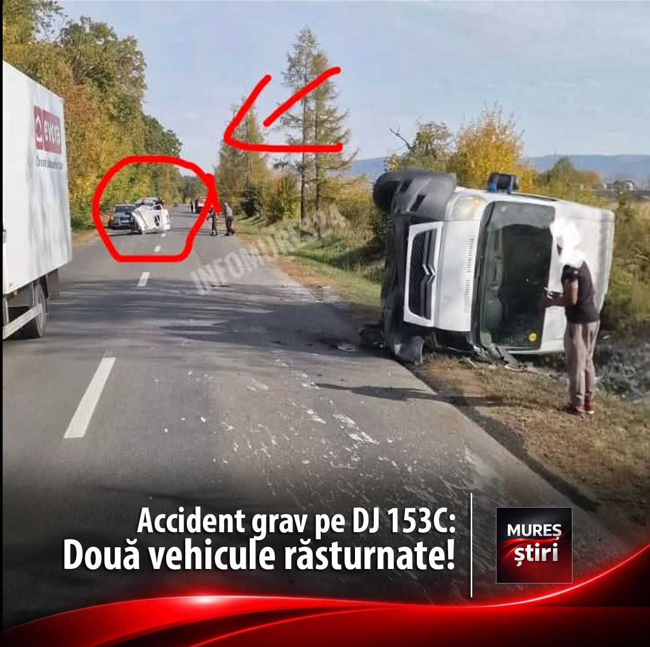 accident-rutier-grav-in-zona-gurghiu,-judetul-mures:-un-autovehicul-utilitar-si-un-triciclu-s-au-rasturnat!