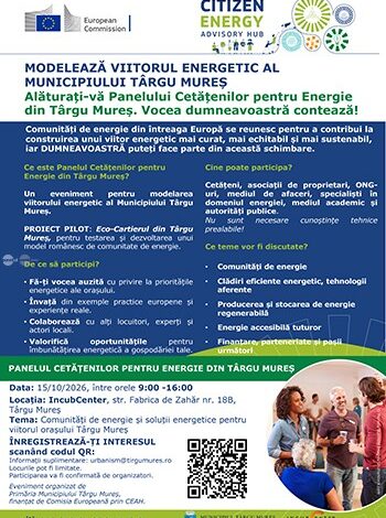 targu-mures,-printre-primele-sase-municipalitati-europene-selectate-de-comisia-europeana-pentru-organizarea-unui-panel-al-cetatenilor-pentru-energie