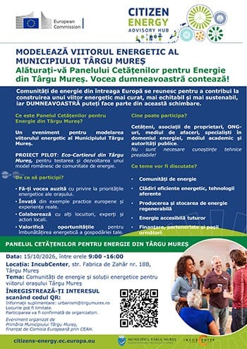 targu-mures,-printre-primele-sase-municipalitati-europene-selectate-de-comisia-europeana-pentru-organizarea-unui-panel-al-cetatenilor-pentru-energie