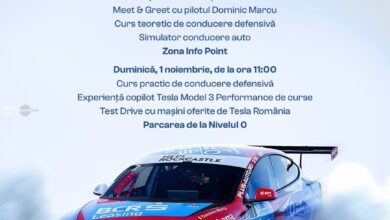 tesla-model-3-performance-ajunge-la-shopping-city-targu-mures.-experiente-la-volan-si-sesiuni-de-conducere-defensiva