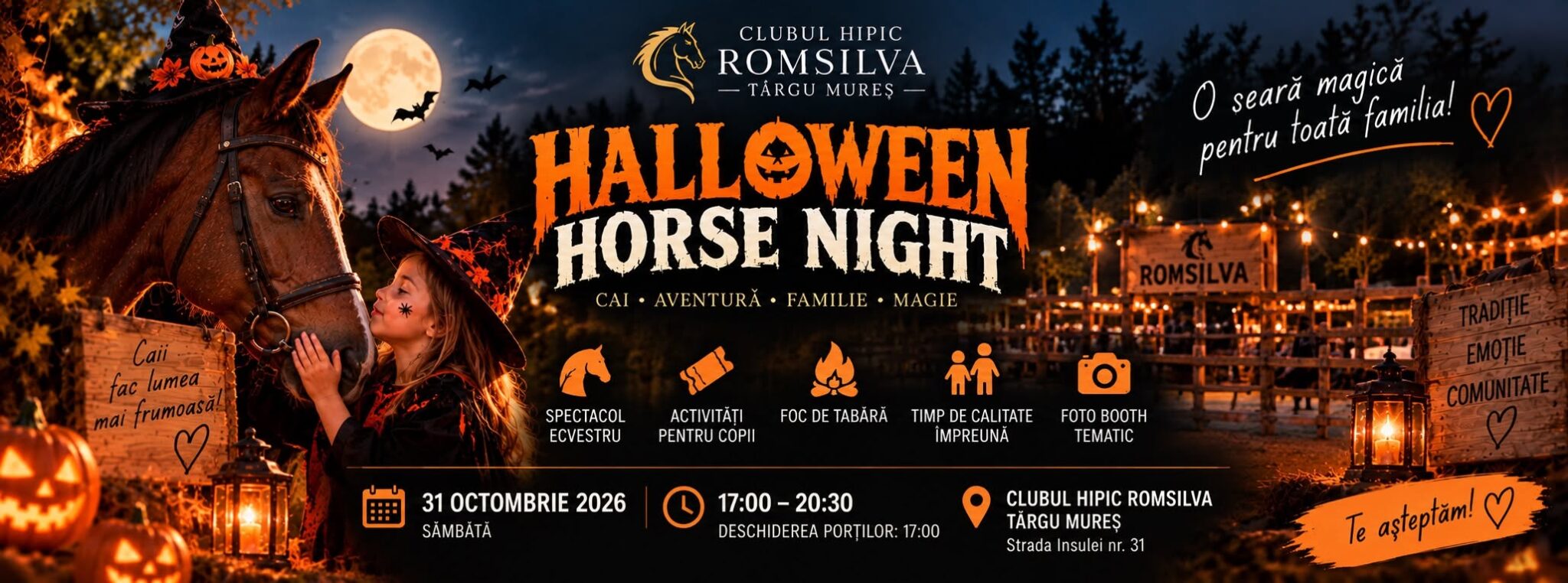 halloween-horse-night-la-targu-mures:-spectacol-ecvestru,-sarituri-peste-foc-si-distractie-pentru-intreaga-familie